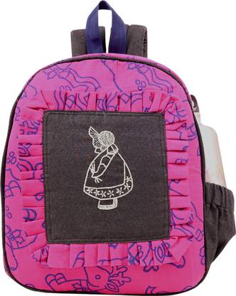 Indha Craft Hand Block Printed Cotton With Doll Embroidered Motif Small Kids Bag Backpack