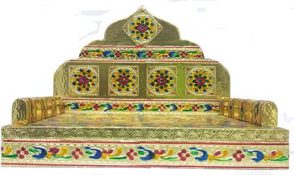 KRISHNA GOLDEN MEENA ( 8" X 12" ) Sinhasan Singhasan,Shinghasan God Sofa Bethak Wooden All Purpose Chowki