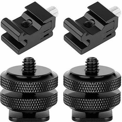 Digiom Hot Shoe Mount Adapter 1/4" Camera Mount Screw Flash Cold Shoe Mount to Tripod Screw Adapter DSLR Camera Rig-Pack Of 4 Flash Shoe Adapter