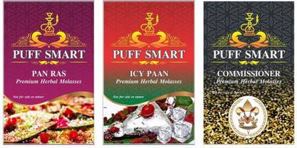 Puff Smart Premium Herbal Molasses Pan Ras, Icy Paan, Commissioner Hookah Flavor