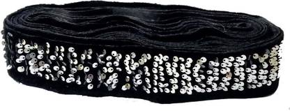 UNIQUE ENTERPRISE Unique Lace s-5085 Siquence Lace (Length 9 mtr & Width 4 cms)Silver+Black Lace Gota Lace and Borders for Bridal Dresses Suits,Sarees,Lehengas Embroidery Trim Designing Emblishment Craftwork Lace Reel Lace Reel