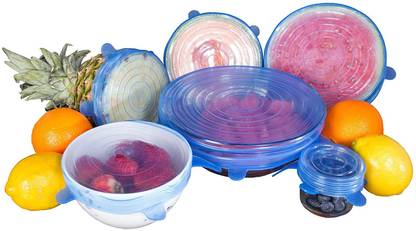 AkashG Reusable Silicone Stretch Lids, Durable Food Storage Covers for Bowls, Fit Different Sizes & Shapes of Container, Dishwasher & Freezer Safe 2.6 inch, 3.8 inch, 4.5 inch, 5.7 inch, 6.5 inch, 8.3 inch Lid Set, Pack of 6