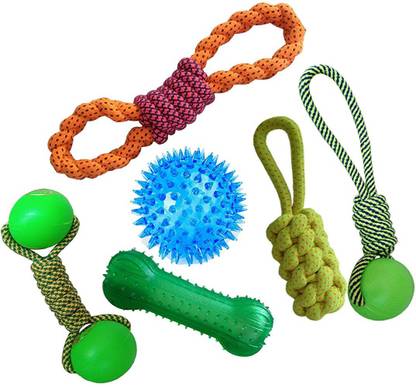 W9 Dog Toys,6 Pack Puppy Chew Toys Gift Sets,Interactive Cute and Chew Squeaky Toys,Tough Rope Chew Toys, Durable and Washable, for Small Dogs. Cotton Chew Toy For Dog & Cat