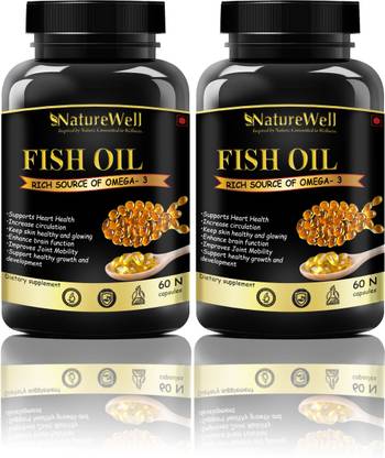 Naturewell Fish Oil (Triple Strength) With 1000Mg Omega 3 (600Mg Epa, 400Mg Dha) (Pack of 2)