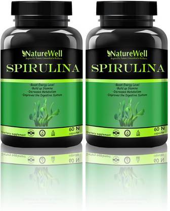 Naturewell Spirulina Powder Super Food for Men & Women - 60 Capsules (Pack Of 2)