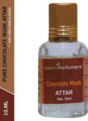 Saanvi perfumers Chocolate Musk Attar For Men and Women | Modern Attar | Itra | Scent | Natural Fragrance Oil | Perfume Oil | 0% Alcohol With Modern Fragrance (10ML) Floral Attar