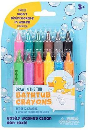 SCS irect Bath Crayons Super Set - Set of 12 Draw in The Tub Colors with Bathtub Mesh BagUnique Won't Disintegrate in Water For Bath Toy
