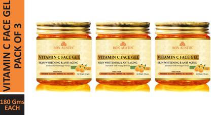 Bon Austin 100% Pure & Natural Vitamin C Gel- For Skin Whitening & Brightening Combo Pack of 3 Jar of 180 gms(540 gms)