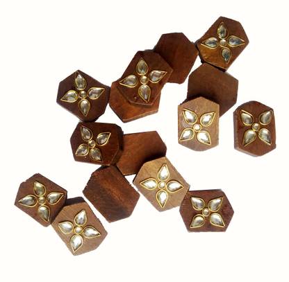 NAYAB CRAFTS White Stone Wooden Buttons - Beautiful - 2.5 x 1.8 x 0.3 cm - 2 Hole 30 Pieces Wooden Buttons