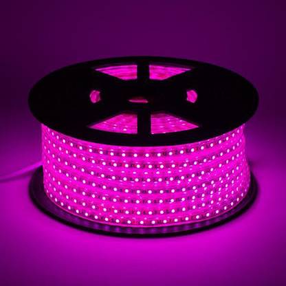 Hybrix -HQ LED Strip Ceiling Cove Rope Light, (20 Mtr. Length) Double Row (120 LED Per Mtr), Waterproof IP67 & Flexible With Adaptor/Connector, 220v AC, Super Bright PINK Color Recessed Ceiling Lamp