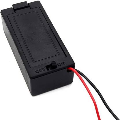 Electronic Spices (Pack of 1) 9V Battery Holder with ON Off Switch Black Cover Lead Wires 9V Battery holder Electronic Components Electronic Hobby Kit