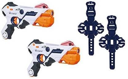 Hasbro AlphaPoint Nerf Laser Ops Pro Toy Blasters - Includes 2 Blasters & 2 Armbands - Light & Sound FX - Health & Ammo Indicat Prank Toy Gag Toy