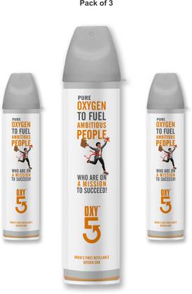 OXY5 Pure Oxygen for Ambitious People (Refillable and Portable Oxygen Can) Pack of 3 Portable Oxygen Can