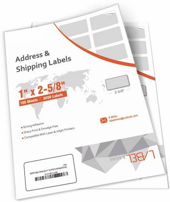 RajHeera 30 up FBA Labels 1" x 2-5/8" Permanent Adhesive Shipping Mailing Barcode and Address Labels Work with Laser and Inkjet Printers Perfect for Label Stickers [100 Sheets 3000 Labe Self Adhesive Paper Label
