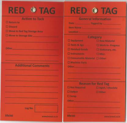 brevalco 5S Red Tag Set of 50 No Paper Label