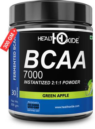 HEALTHOXIDE BCAA 7000 Amino Acid INSTANTIZED 2:1:1 POWDER - 300 gm (GREEN APPLE) BCAA