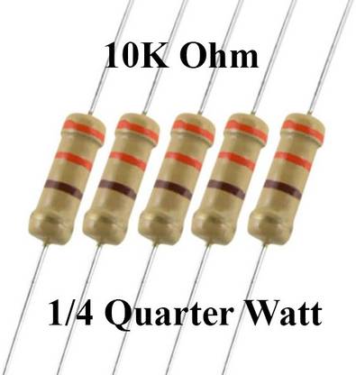 kingsbuy 10K-OHM RESISTOR,100PCS,CFR,5%,1/4 WATT Fixed Resistor (10 kilo ohm 5%) Fixed Resistor