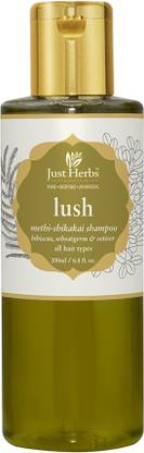 Just Herbs Lush Methi Shikakai Shampoo For Hair Volume, Strength & Bouncy Hair