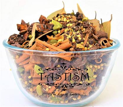 Tastism Whole Garam Masala (Sabut Garam Masala) Mixture of Spices(13 items are listed mix up according to taste NOT in equal quantity. Dalchini stick, Javitri , chhoti elaichi, badi elaichi , jaifal , laung, kali mirchi , sabut dhaniya ,star anise,shahi jeera,jeera,tejpatta,Sonth)