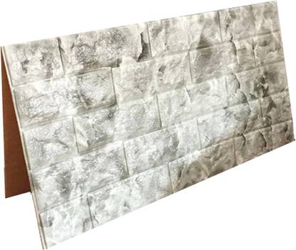 ODELEE 77 cm 3D BRICK GREY MARBLE WALL STICKER 70 X 77 CM PCK 5 Self Adhesive Sticker