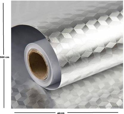 Univocean 500 cm Kitchen Oil-Proof Aluminium Foil Stickers Self Adhesive Sticker