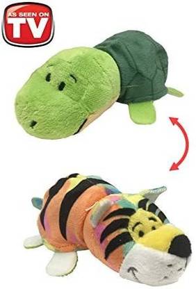 FlipaZoo 1 Flippable Gilder Tiger/Toby Turtle Plush Toy  - 5 inch