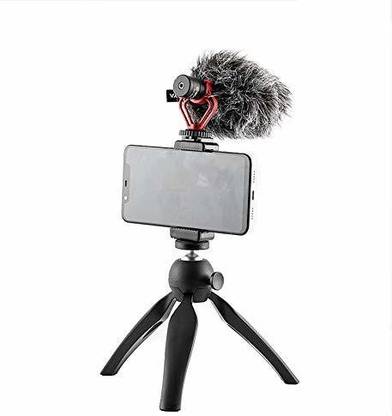 SHOPEE Universal Phone Tripod Mount with Cold Shoe Mount for Microphone LED Video Light 1/4'' Tripod Screw for Samsung Galaxy OnePlus Google Pixel Vlog Vlogging Tripod