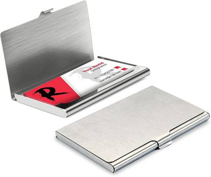 Ankit Pocket Steel ATM Visiting Credit Card Business Card Case Holder - Silver 6 Card Holder