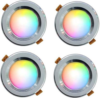 Onas 3 in 1 Multicolor (Red,Blue,Pink) Concealed light and Switch ON and OFF Color Change Led Down Light Pack of 04 Recessed Ceiling Lamp