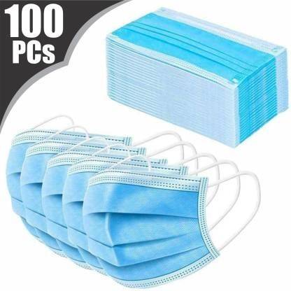 DC Medicare 3Ply Mask Pack of 100 Mask 3 Ply Surgical Mask (200 Piece) Surgical Mask With Melt Blown Fabric Layer