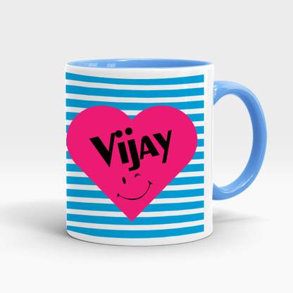 Gifts Zone - Vijay Name Printed Inner Blue, Best Gifts for Birthday/Anniversary-MGZ-129 Ceramic Coffee Mug