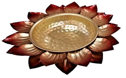 MOZO HUB Traditional Golden Sun Flower Pattern decorative Bowl/ metal Urli set of 3 Decorative Showpiece  -  11 cm