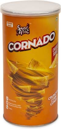 snac atac Cornado Cheese Burst Tins, Corn Cone Snacks - 40 g Each (Pack of 3x 40g)