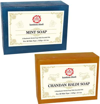 Kumkum Khadi Herbal Mint Chan Haldi Soap