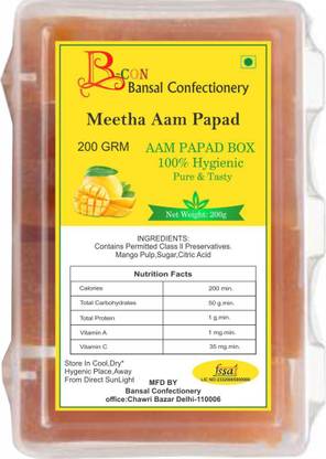 B-con MEETHA LAL AAM PAPAD BOX 200 GRM MANGO Mouth Freshener