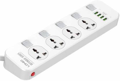 LDNIO SC4408 New Model Defender Series 2500W 4 Sockets with Independent Switch 3.4A 4 USB Port Multifunction with 2 metres cord 3.4 A Three Pin Socket