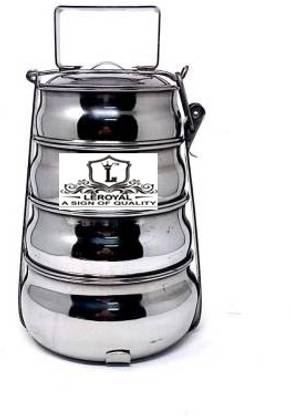 LEROYAL Stainless Steel Pyramid Shape 4 tier Lunch Box/tiffin box 4 Containers Lunch Box