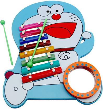 moreyaji Doraemon Shaped 8 Nodes Octave Xylophone with 2 stick 1 mirror for Kids Big Size