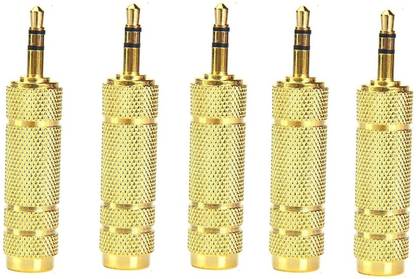 LipiWorld Gold 3.5mm Stereo Male to 6.3mm Stereo Female Adapter Converter Plug Jack -Gold (5 PCS) Phone Converter