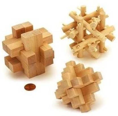 Cardinal Brain Benders 3D Puzzles Solid Wood 3 Different