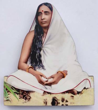 Vils Sri Sarada Devi/Sri Sri Maa/Holy Mother Divine Blessing Wood & Plastic Statue/Photo Frame with Backstand (Size: 5 inch X 6 inch)- Multicolor Religious Frame