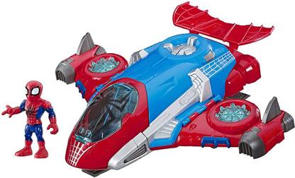 Hasbro Playskool Heroes Marvel Super Hero Adventures Spider-Man Jetquarters, 5-Inch Action Figure and Vehicle Set, Toy Jet, Collectible Toys For Kids From 3 Years Old