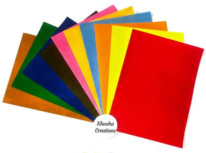 KHUSHA CREATIONS Felt sheets (Pack of 10 , Multicolor) For Craft , School projects