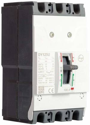 L&T 80 Amps 3 Pole MCCB 10 kA DY 125U Model (AC : 415V ; DC 250V) with Spreader EM90983OOJO MCB