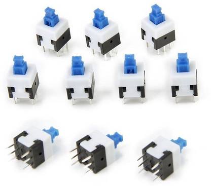 jivith 7x7mm 6 Pin DPDT Self-Lock lock Push Switch-10Pcs. Electronic Components Electronic Hobby Kit
