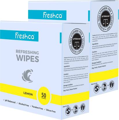Freshca Refreshing Wet Wipes Single Sachet Hand Face Lemon Fragrance