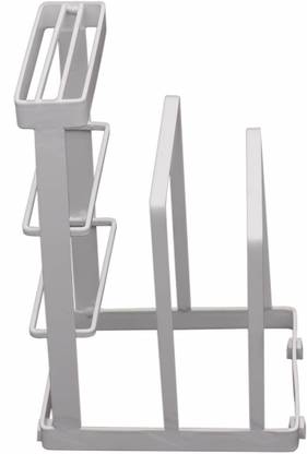 Dynamic Dealz Utensil Kitchen Rack Steel Multipurpose Kitchen Cabinet Storage Organizer - Chopping Cutting Board Holder - Knife Block Stand - Dish Countertop Cookware Plate Pantry Rack (White)