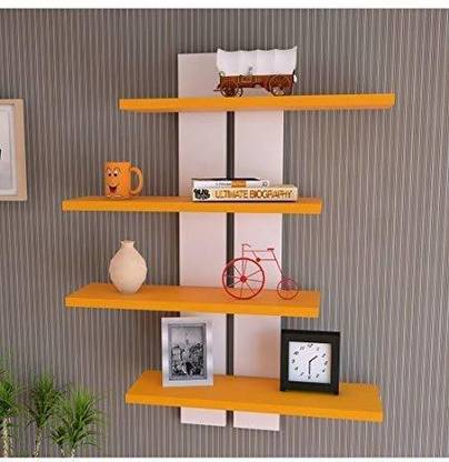 craftvice Wooden Stair Like Floating Wall Shelf, Number of Shelves 4, ( Wooden Book Shelf | Luxurious Furnishing | Home Decor | Tree Shaped Wall Shelves | Ladder Shape Wall Shelves | Stair Design Wall Shelves ) MDF (Medium Density Fiber) Wall Shelf