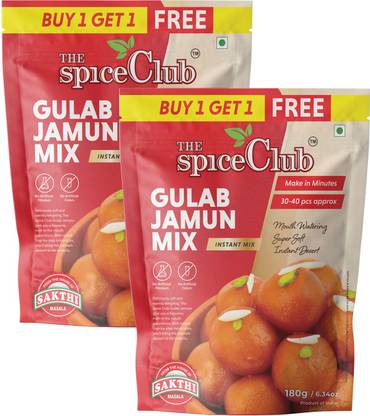 The Spice Club Gulab Jamun Mix 180g - Pack of 2. Instant Desert, Super Soft, Mouth Watering 360 g