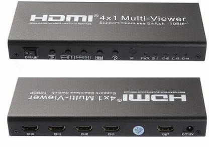 microware HDMI Quad Multi-Viewer 4 in 1 Out HDMI Switcher 1080P HDMI Seamless IR Control Media Streaming Device